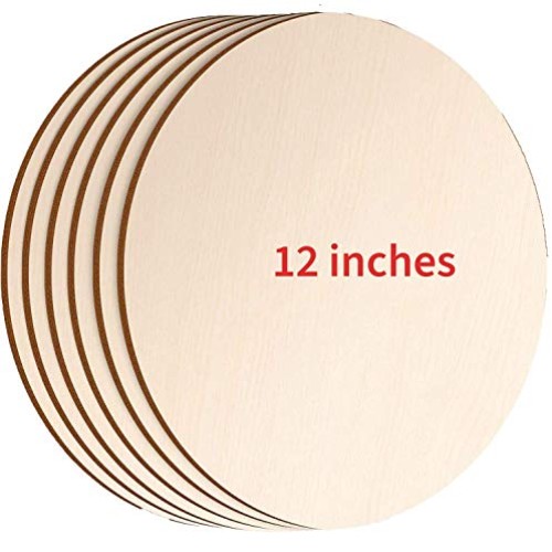 Wood Circles for Crafts, 6 Pack 12 Inch Unfinished Wood Rounds Woo...