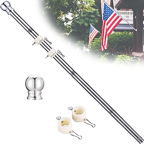 PHITRIC 5 FT Flag Pole, Tangle Free Spinning Stainless Steel Weath...