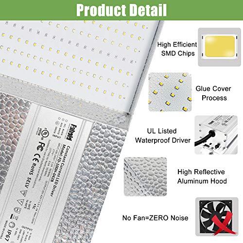 Phlizon 600W Dimmable Plant LED Grow Light Full Spectrum Grow Lamp...