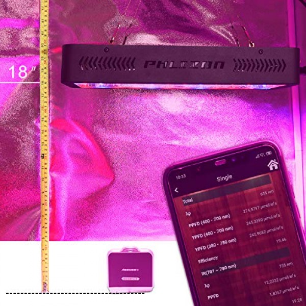 Phlizon Newest 600W LED Plant Grow Light,with Thermometer Humidity...