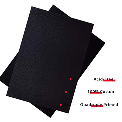 PHOENIX Black Painting Canvas Panel Boards - 5x7 Inch/6 Pack - 1/8...