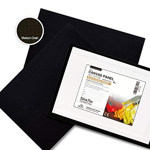 PHOENIX Black Painting Canvas Panel Boards - 5x7 Inch/6 Pack - 1/8...