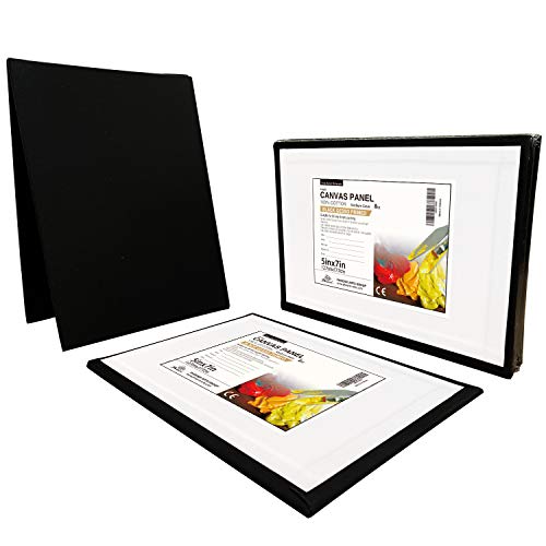PHOENIX Black Painting Canvas Panel Boards - 5x7 Inch/6 Pack - 1/8...
