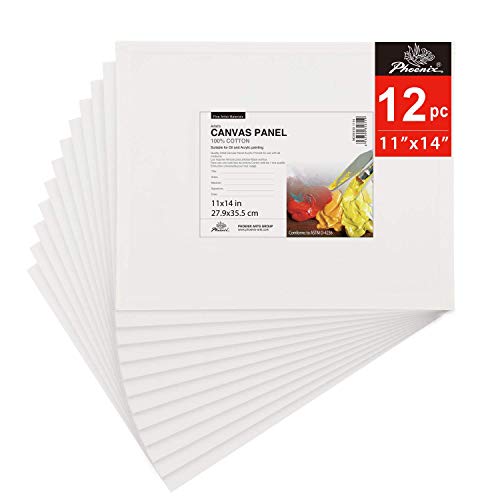 PHOENIX Painting Canvas Panel Boards - 11x14 Inch / 12 Pack - 1/8 ...