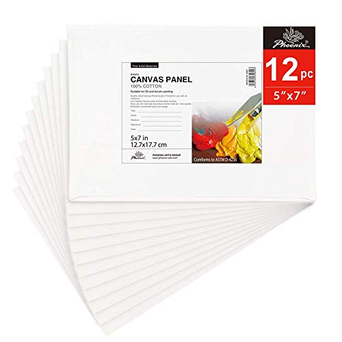 PHOENIX Painting Canvas Panel Boards - 5x7 Inch / 12 Pack - 1/8 In...