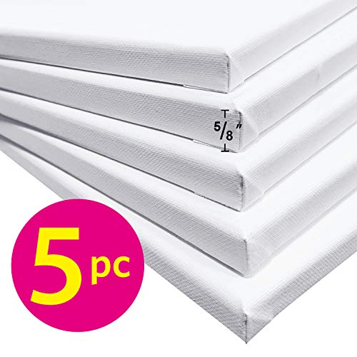PHOENIX Pre Stretched Canvas for Painting - 16x20 Inch / 5 Pack - ...