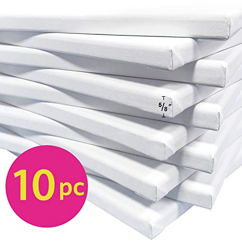 PHOENIX Pre Stretched Canvas for Painting - 8x10 Inch / 10 Pack - ...