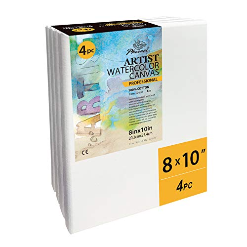 PHOENIX Stretched Watercolor Canvas - 8x10 Inch/4 Pack - 3/4 Inch ...