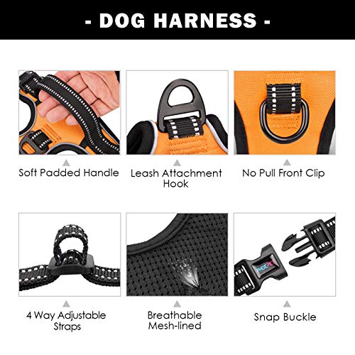 PHOEPET No Pull Dog Harness Medium Reflective Front Clip Vest with...