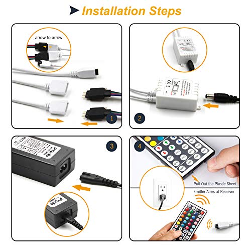 PHOPOLLO LED Strip Lights, 32.8ft RGB Color Changing 5050 300LEDs ...