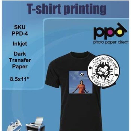 PPD Inkjet Iron-On Dark T Shirt Transfers Paper LTR 8.5x11 Pack o...