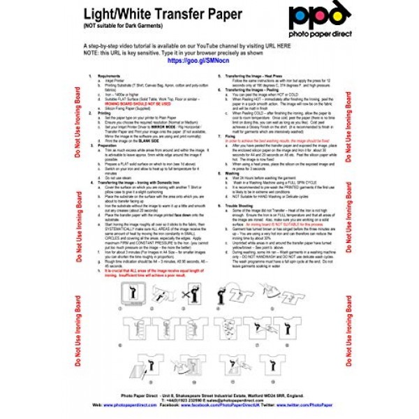 PPD Inkjet Iron-On Mixed Light and Dark Transfer Paper LTR 8.5 x 11 Pack of 40 Sheets (PPD005-Mix)