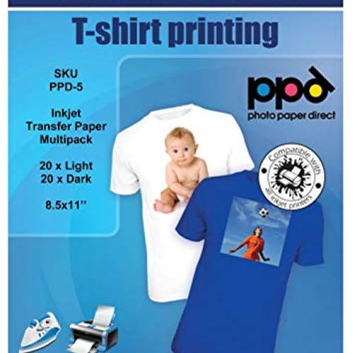 PPD Inkjet Iron-On Mixed Light and Dark Transfer Paper LTR 8.5 x 1...
