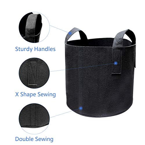 PHYEX 12-Pack 10 Gallon Nonwoven Grow Bags, Aeration Fabric Pots w...