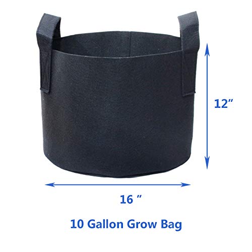 PHYEX 12-Pack 10 Gallon Nonwoven Grow Bags, Aeration Fabric Pots w...