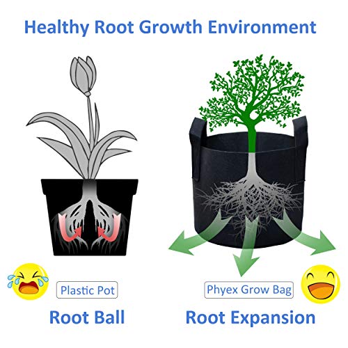PHYEX 12-Pack 15 Gallon Nonwoven Grow Bags, Aeration Fabric Pots w...