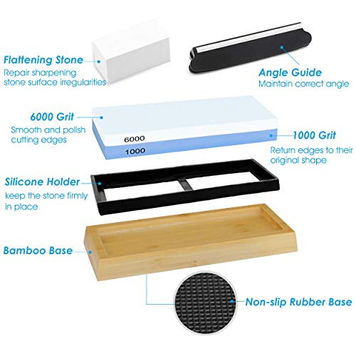 PHYEX Knife Sharpening Stone, Combination Dual Sided 1000/6000, wi...