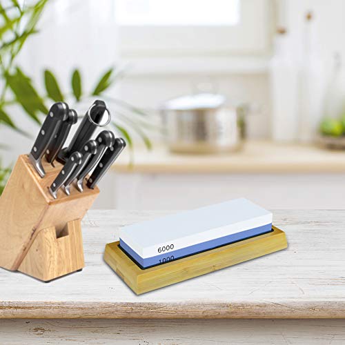PHYEX Knife Sharpening Stone, Combination Dual Sided 1000/6000, wi...
