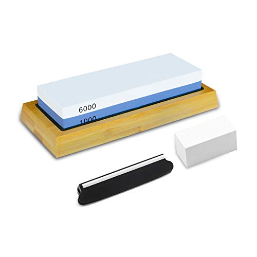 PHYEX Knife Sharpening Stone, Combination Dual Sided 1000/6000, wi...