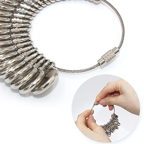 PHYHOO Metal Ring Sizer Set Rings Size Measurement Tool Finger Gau...
