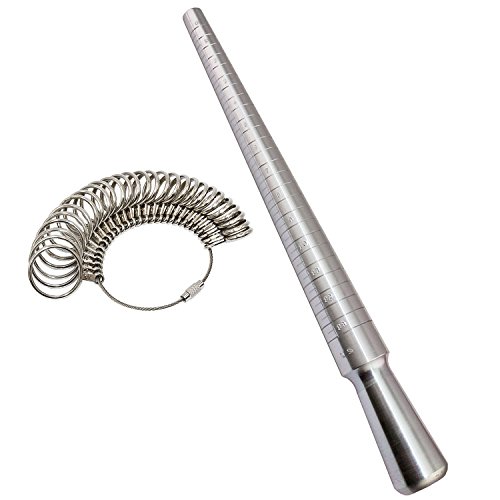 PHYHOO Ring Sizer Set Metal Ring Mandrel Steel Ring Gauge Kit Fing...