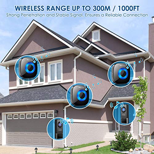 Wireless Doorbell PHYSEN Door Bell Ringer Wireless with Mute Mode,...