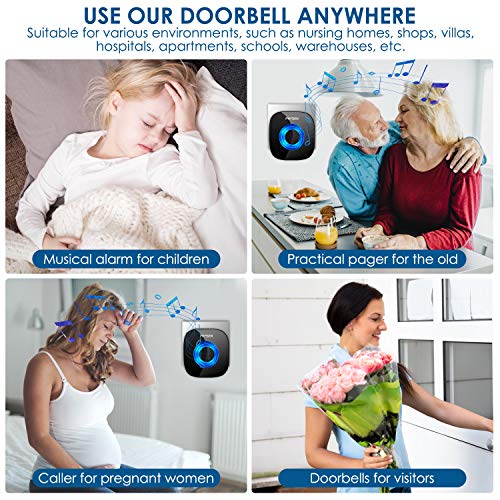 Wireless Doorbell PHYSEN Door Bell Ringer Wireless with Mute Mode,...