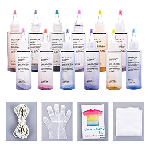 One Step Tie Dye Kit, 12 Colors Fabric Dye Kit for Kids Adults and...
