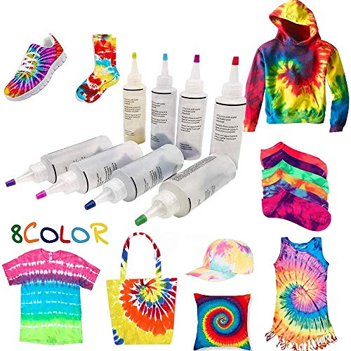 One Step Tie Dye Kit, 8 Colors Fabric Dye Kit for Kids Adults and ...