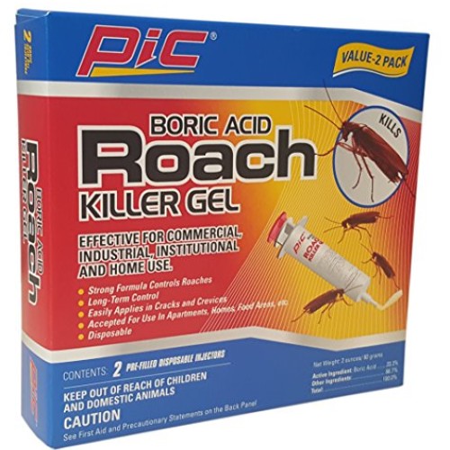 PIC GEL Boric Acid Roach Control Gel, 1-Ounce Syringe, 2-Pack