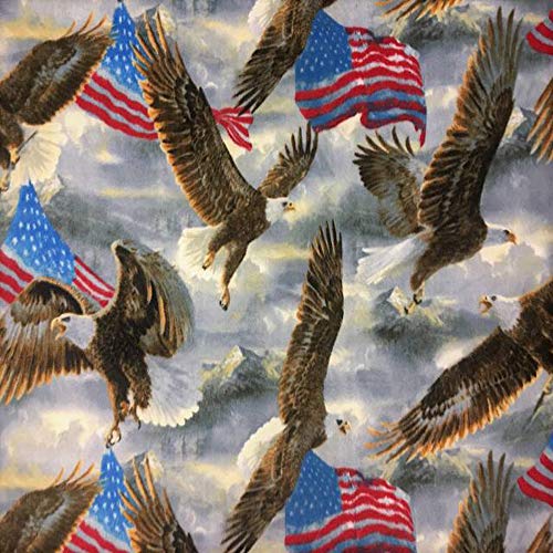 Pico Textiles US Flags with American Eagles Allover Fleece Fabric ...