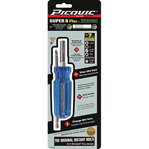 Picquic 98881 Carded Super 8 Plus 7 Multi Bit Screwdriver Nutdrive...