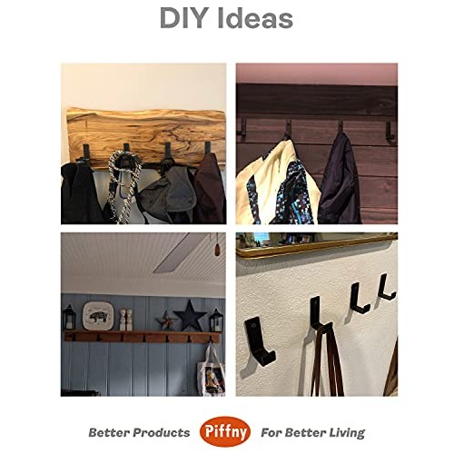 Piffny 6 Pack Heavy Duty Coated Stainless Steel Hooks for Indoor &...