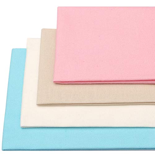 Pimoys 4 Pieces Needlework Fabric, 4 Colors Natural Solid Colored ...