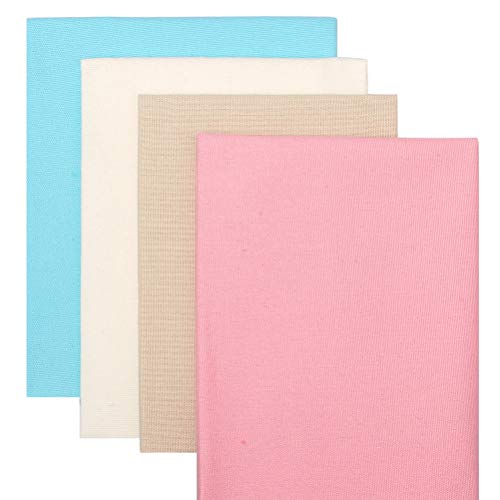 Pimoys 4 Pieces Needlework Fabric, 4 Colors Natural Solid Colored ...