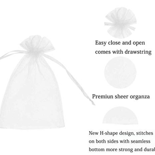 100 Pcs 4x6 inch Gift Wrap Bags, Organza Sheer Clear Tulle Fabric,...