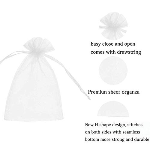 100 Pcs 4x6 inch Gift Wrap Bags, Organza Sheer Clear Tulle Fabric,...