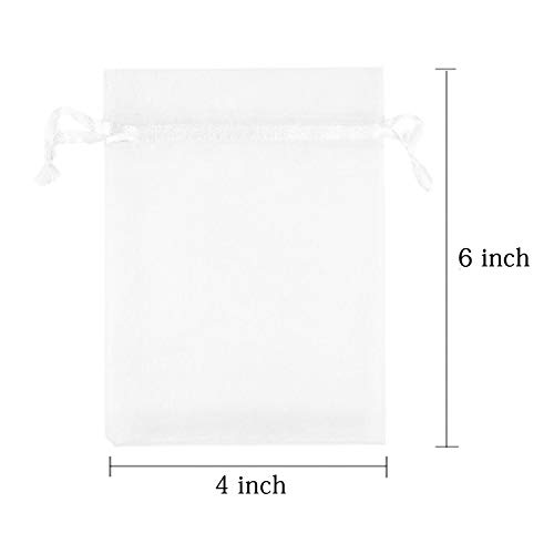 100 Pcs 4x6 inch Gift Wrap Bags, Organza Sheer Clear Tulle Fabric,...