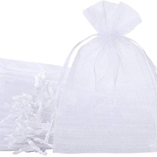 100 Pcs 4x6 inch Gift Wrap Bags, Organza Sheer Clear Tulle Fabric,...