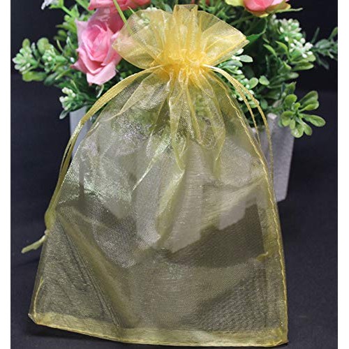 100pcs 4x6 inch Gifts Wrap Bags Gold, Organza Sheer Fabric Bulk, D...