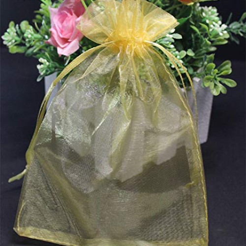 100pcs 4x6 inch Gifts Wrap Bags Gold, Organza Sheer Fabric Bulk, D...