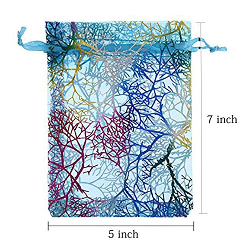 100pcs 5x7 inches Gift Wrap Bags Mixed Color Coralline, Organza Sh...