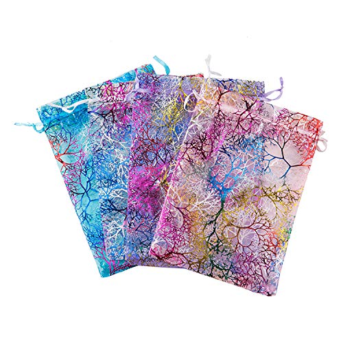 100pcs 5x7 inches Gift Wrap Bags Mixed Color Coralline, Organza Sh...