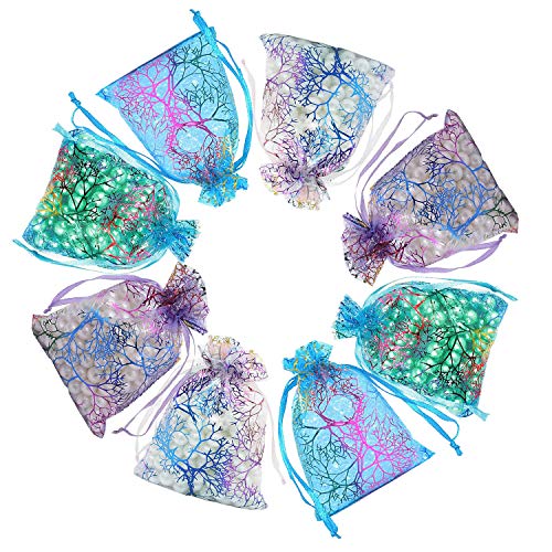 100pcs 5x7 inches Gift Wrap Bags Mixed Color Coralline, Organza Sh...