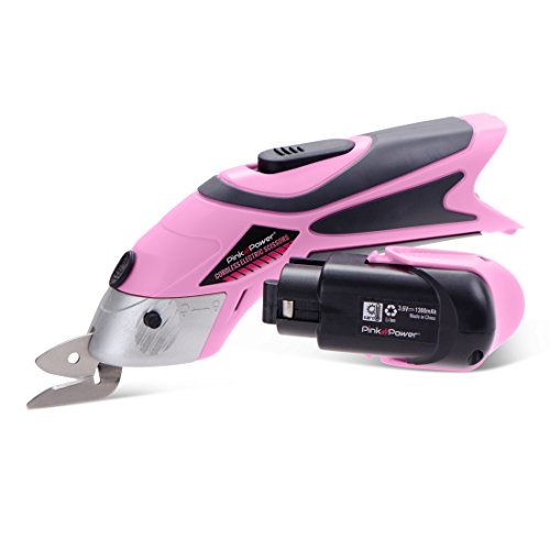 Pink Power Electric Fabric Scissors Box Cutter for Crafts, Sewing,...