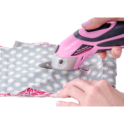 Pink Power Electric Fabric Scissors Box Cutter for Crafts, Sewing,...