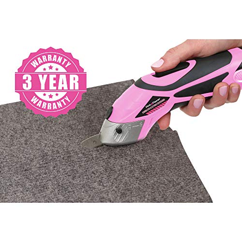 Pink Power Electric Fabric Scissors Box Cutter for Crafts, Sewing,...