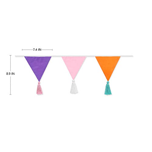 12Pcs/13Ft Fabric Triangle Flags Cotton Tassel Banner, Colored Bun...