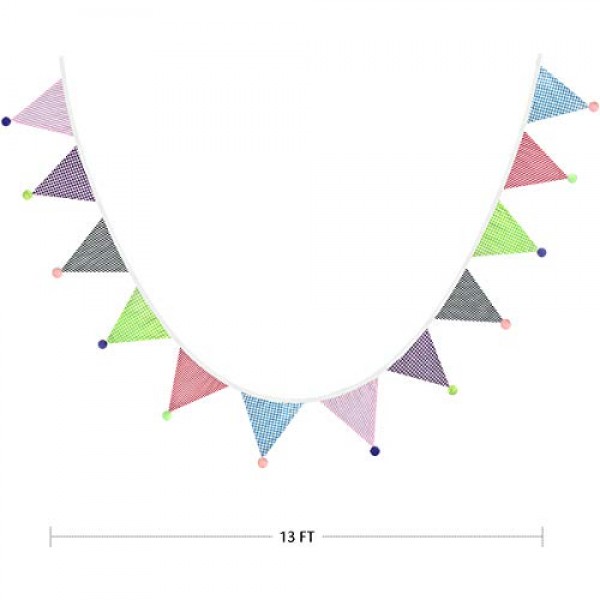 4M/13Ft Multi-Colored Fabric Triangle Bunting Flags Vintage Floral...
