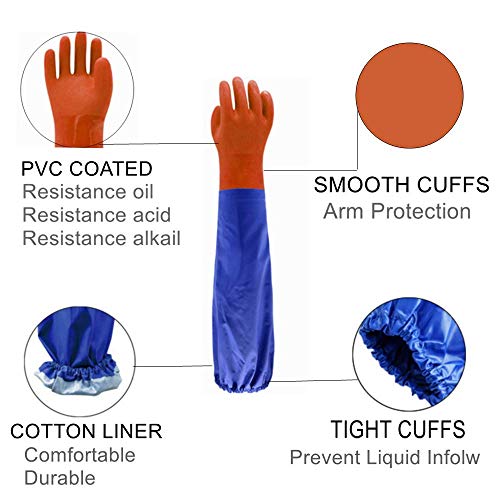 26”Insulated & Waterproof PVC Coated Glove with Cotton liner, Heav...